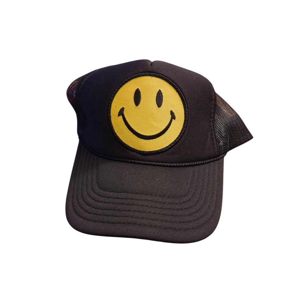 Aviator Nation Black Smiley Face Trucker Hat One Size